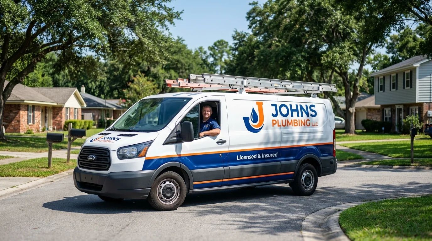 Johns Plumbing LLC service van in Oxford, MS