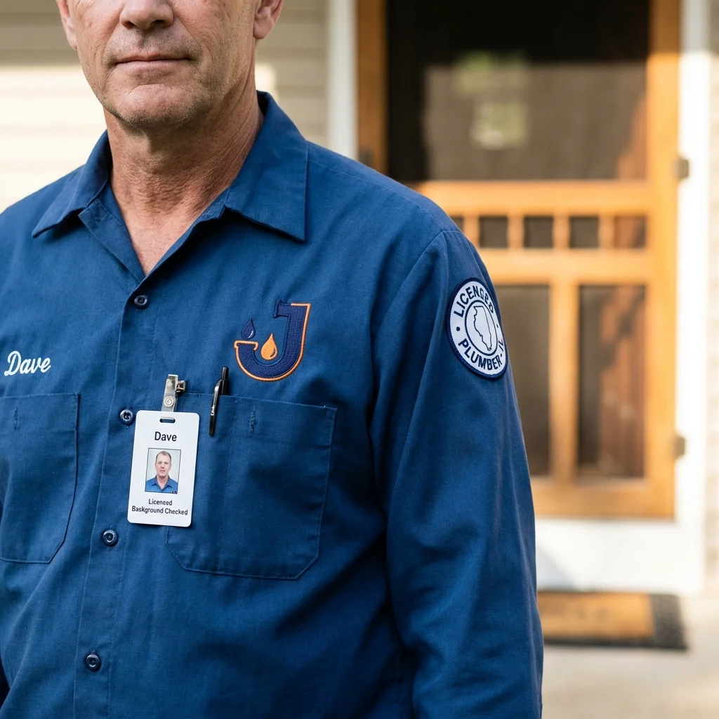Licensed plumber showing ID badge in Oxford, MS