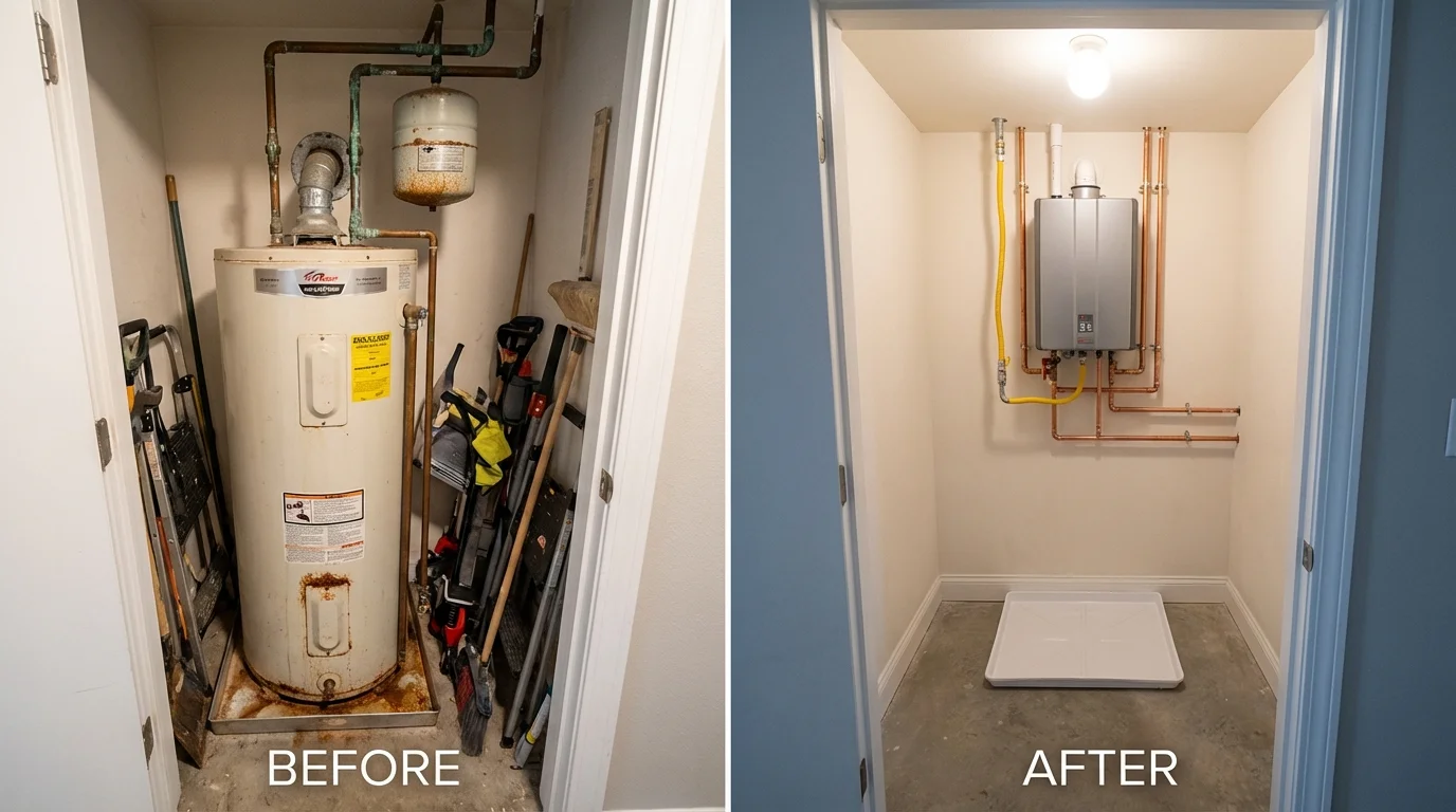 Tank water heater versus wall-mounted tankless unit comparison for Oxford, MS homeowners